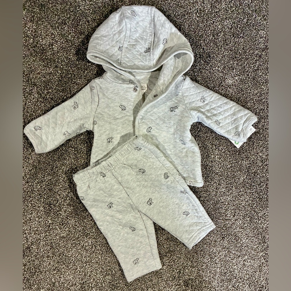 Little Planet Grey Quilted Hooded 2 Piece Set